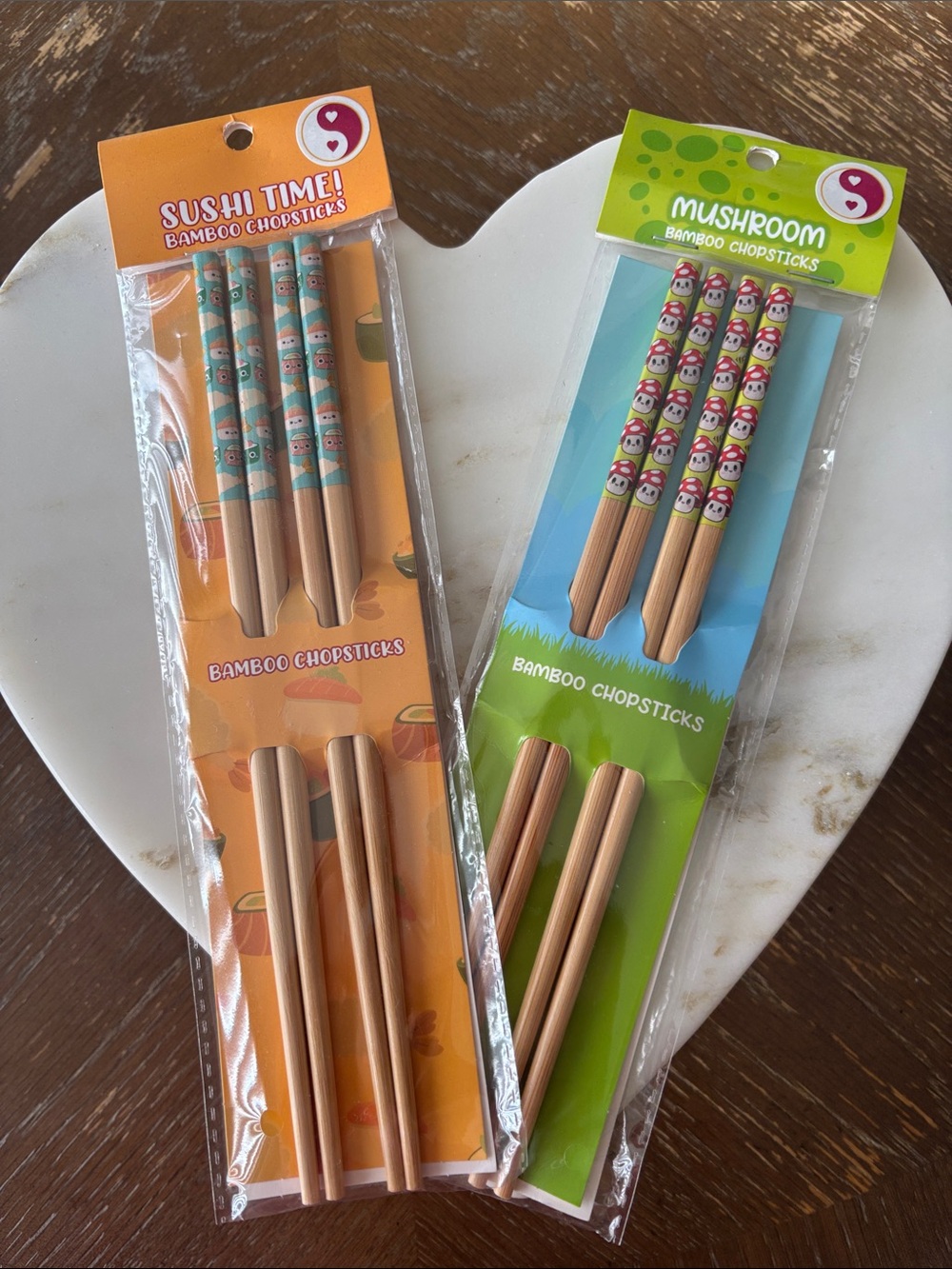 Reusable Mushroom & Sushi Time! Bamboo Chopsticks (Set of 4 x 2)